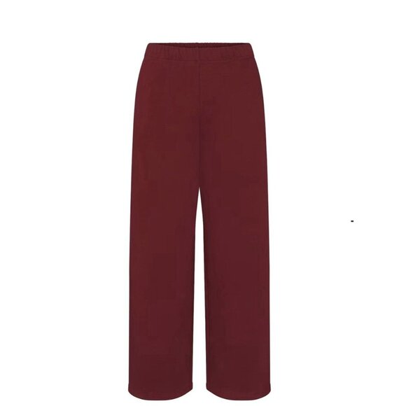 NWT SKIMS COTTON FLEECE CLASSIC STRAIGHT LEG PANT IN MERLOT SIZE MEDIUM - Picture 3 of 8